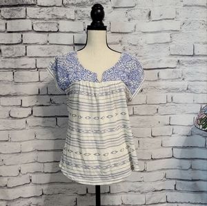 Lucky Brand Boho - Top - Medium - Blue And White